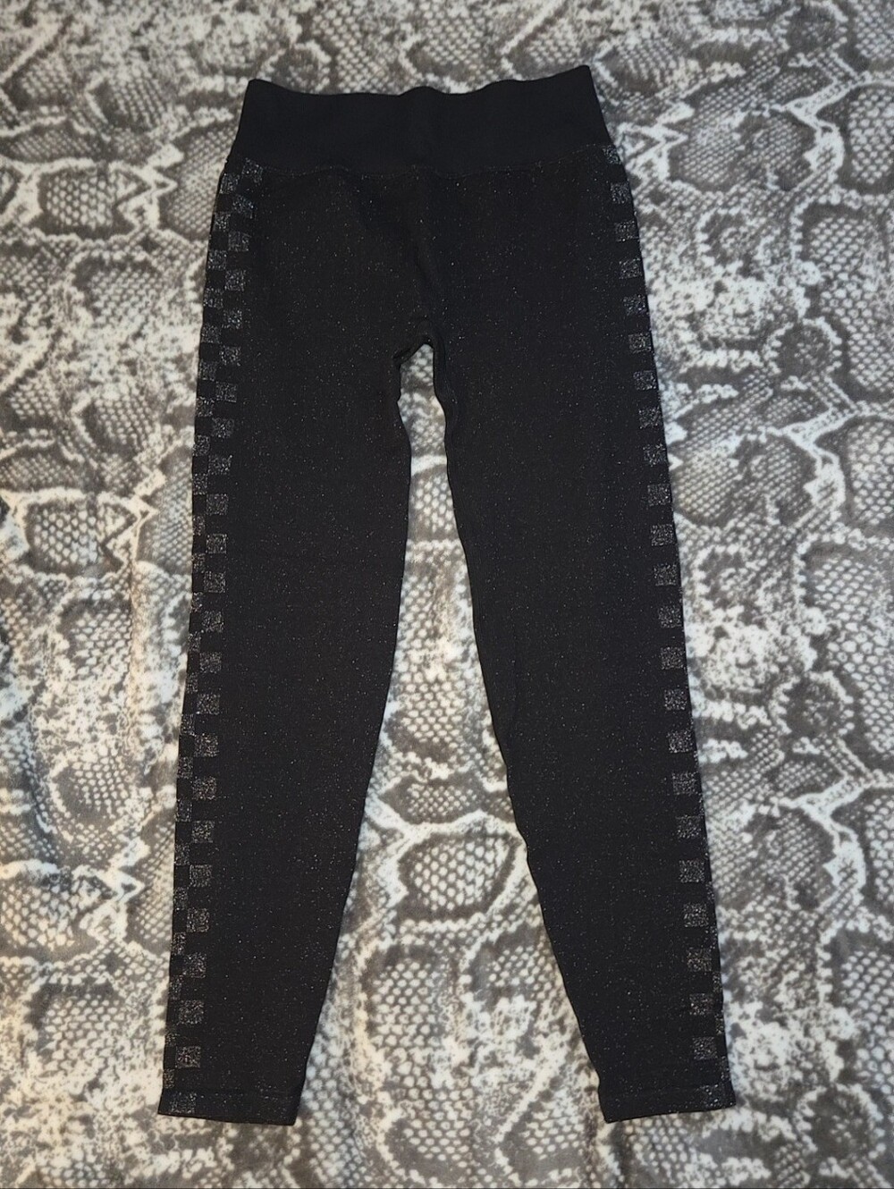 Victoria's Secret PINK Seamless High Waisted Leggings Black Shimmer Checker- M